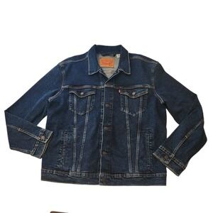 Levi Strauss & Co Mens Dark Wash Denim Trucker Jacket Size XL